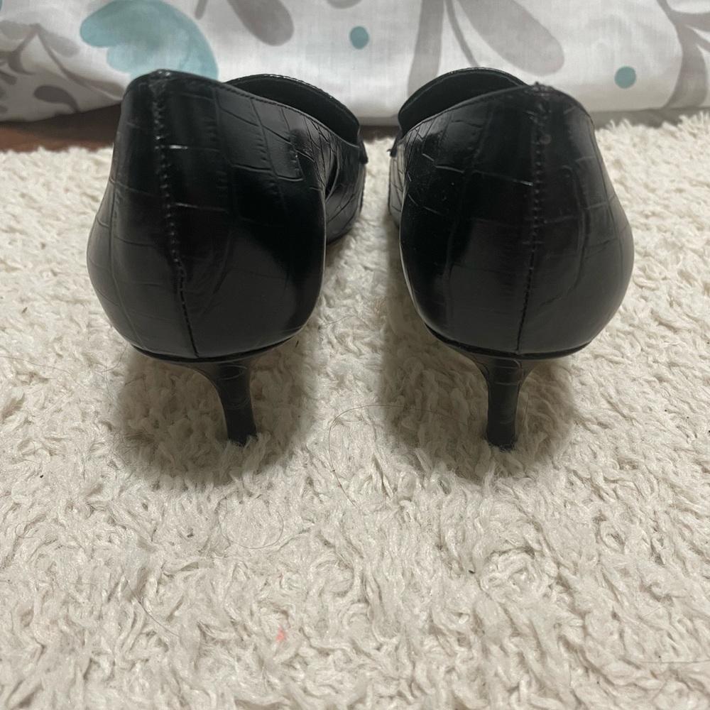 Antonio Melani Leedia Heels Pumps 6.5 Shoes Croc Embossed Leather Classic Black - Picture 3 of 7